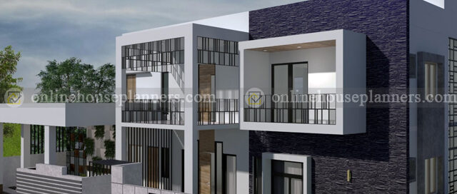 exterior design with stone wall