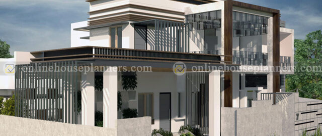 exterior design with stone wall